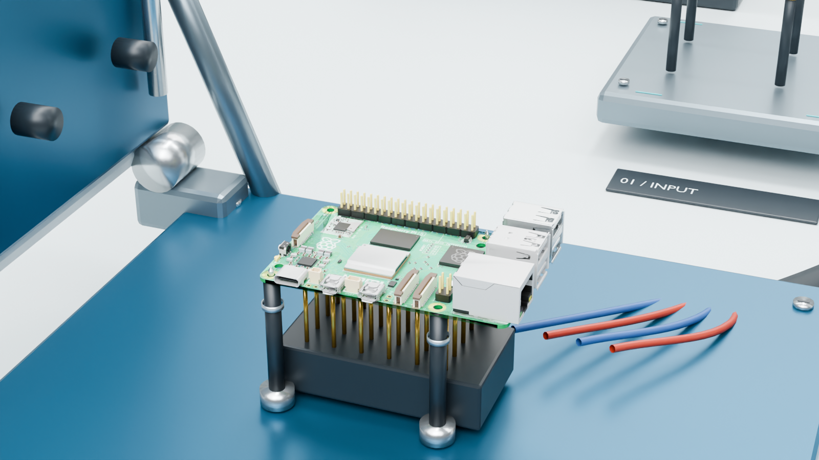 Close-up of the populated board seated on the fixture